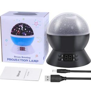 DSTANA Star Projector Night Lights for Kids, Starry Night Light with Timer, 360 Degree Moon Star Ceiling Lamp for Baby Bedroom Decor, Birthday Gifts Toy for 3 to 12 Year Old Girls Boys