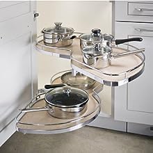 lemans ii set 2-shelf lazy susan with soft-close for blind base corner cabinets (884 sq. model 50, tray size: 18", swings right)