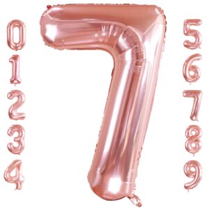 40 inch large rose gold number 7 balloon extra big size jumbo mylar foil helium balloons for birthday party celebration decorations graduations wedding anniversary baby shower supplies engagement