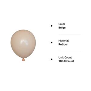 KALOR Beige Balloons,100 Pcs 5 Inch Nude Matte Latex Balloons for Balloon Garland Arch, Birthday Decoration, Wedding Party, Baby Shower Decorations