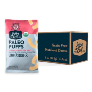 lesserevil himalayan pink salt organic paleo puffs, grain free, vegan, minimally processed, no vegetable oil, 5 oz, pack of 3