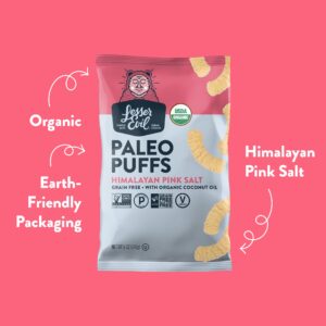 LesserEvil Himalayan Pink Salt Organic Paleo Puffs, Grain Free, Vegan, Minimally Processed, No Vegetable Oil, 5 Oz, Pack of 3