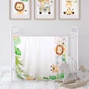 Baby Monthly Milestone Blanket Boy or Girl | Safari Jungle Animals Months Blanket | Gender Neutral Photo Blanket for Newborn Baby | Super Soft Premium Fleece | Bib+Marker 40"x50"