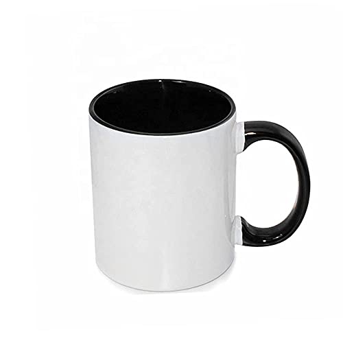 MR.R Sublimation Blanks Dishwasher Ceramic Coffee Mugs with Black Color Mug Inner and Handle Drinking Cup Mug For Milk Tea Cola Water,11oz, Set of 6