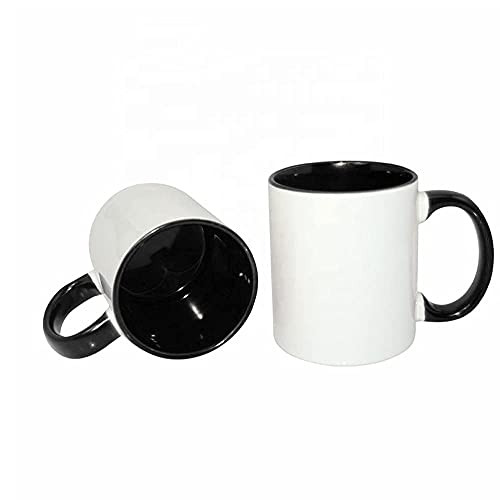 MR.R Sublimation Blanks Dishwasher Ceramic Coffee Mugs with Black Color Mug Inner and Handle Drinking Cup Mug For Milk Tea Cola Water,11oz, Set of 6