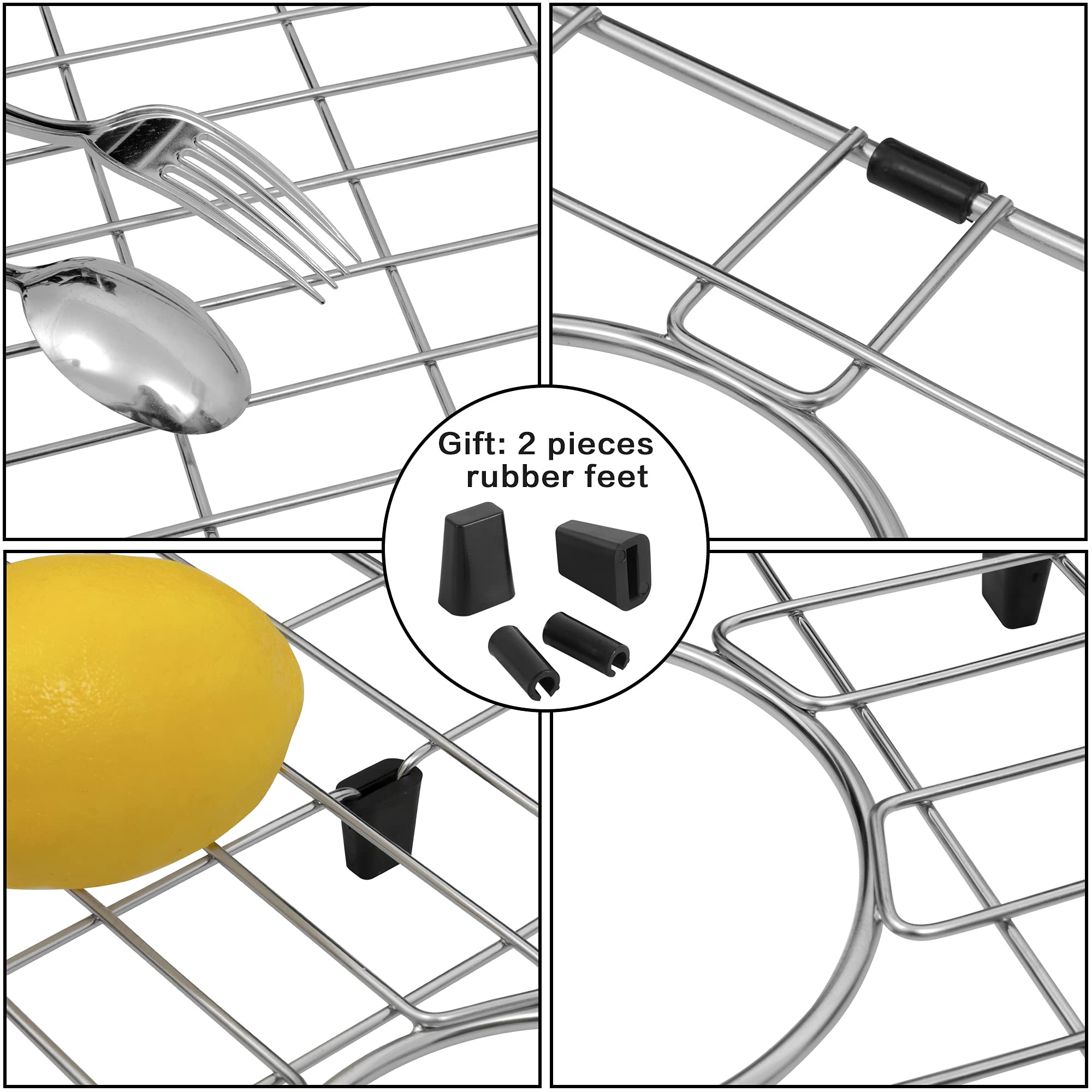 MONSINTA Kitchen Sink Grid and Sink Protector, Stainless Steel Sink Grids 28 3/4" x 15 3/4" with Rear Drain for Single Sink Bowl, Sink Bottom Grid, Sink Grate