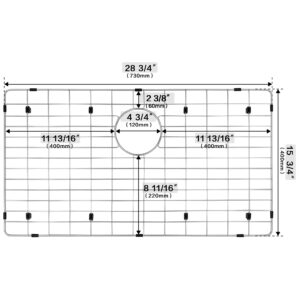 MONSINTA Kitchen Sink Grid and Sink Protector, Stainless Steel Sink Grids 28 3/4" x 15 3/4" with Rear Drain for Single Sink Bowl, Sink Bottom Grid, Sink Grate