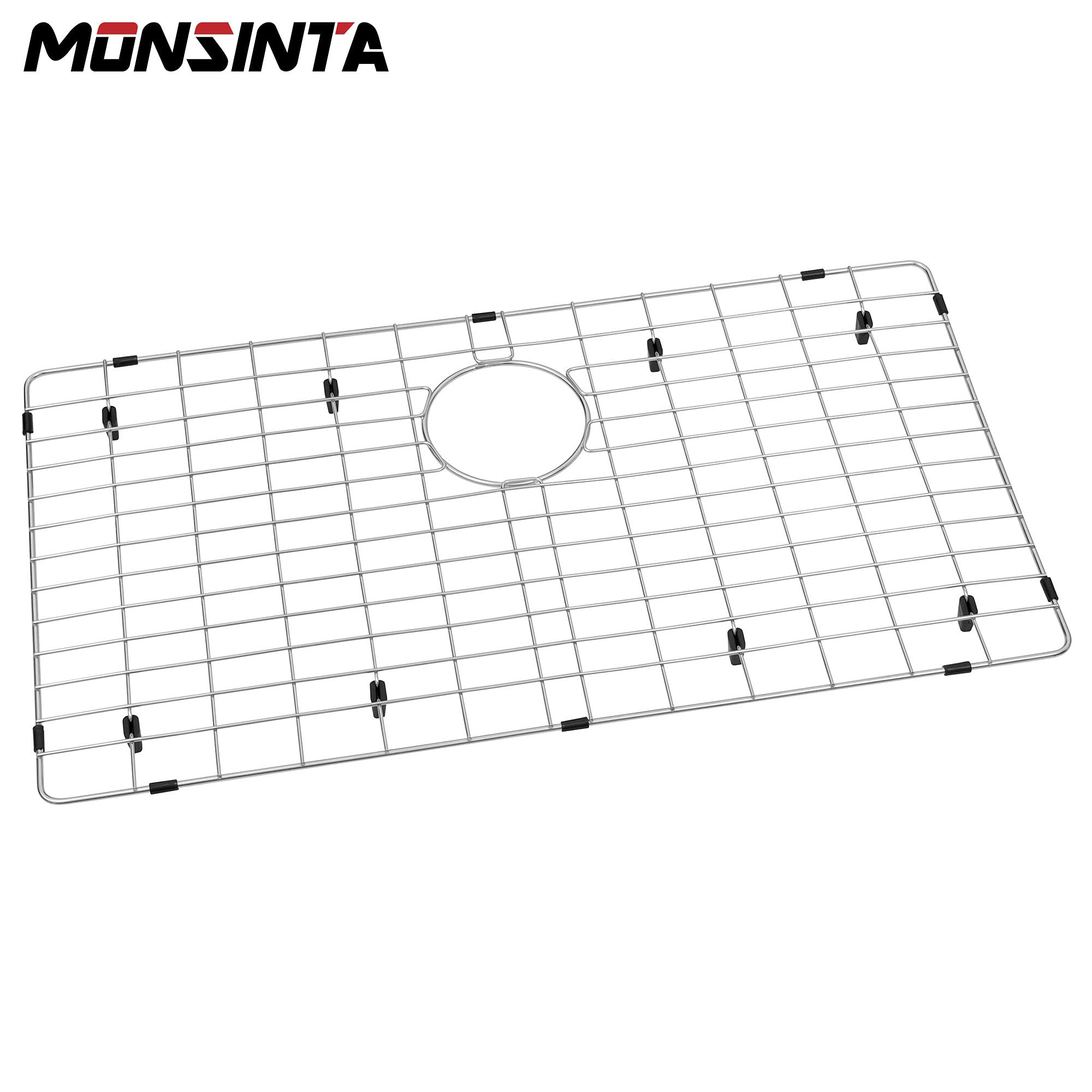 MONSINTA Kitchen Sink Grid and Sink Protector, Stainless Steel Sink Grids 28 3/4" x 15 3/4" with Rear Drain for Single Sink Bowl, Sink Bottom Grid, Sink Grate