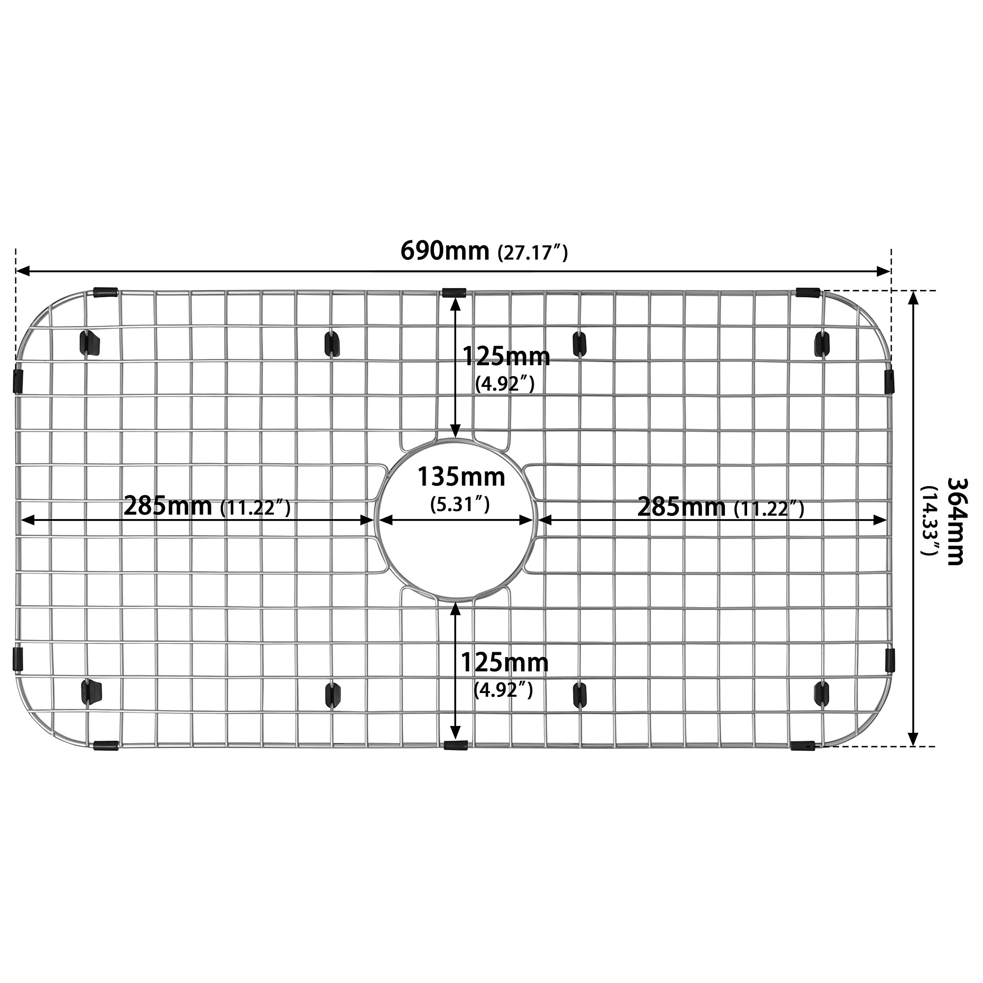 Zeesink Sink Protectors for Kitchen Sink,Sink Grid Size 27 13/16" X 14 5/16",Stainless Steel Sink Grid and Sink Protector,Sink Grate with Center Drain,Sink Bottom Grid