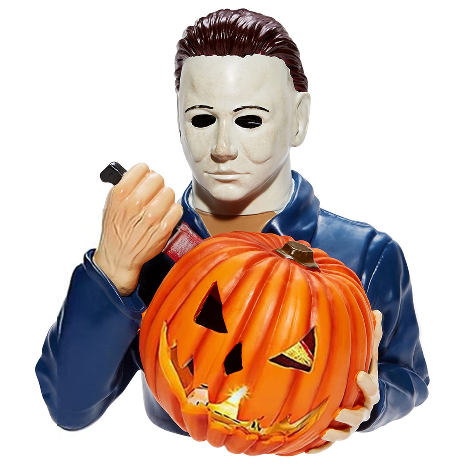 nezababy Light Up Michael Myers Statue Halloween Decoration Sam Trick 'r Treat with Pumpkin Horror Movie Garden Gnomes Decor Resin