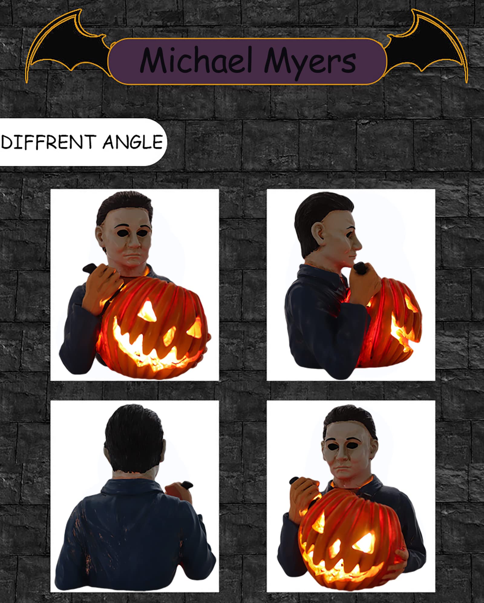 nezababy Light Up Michael Myers Statue Halloween Decoration Sam Trick ...