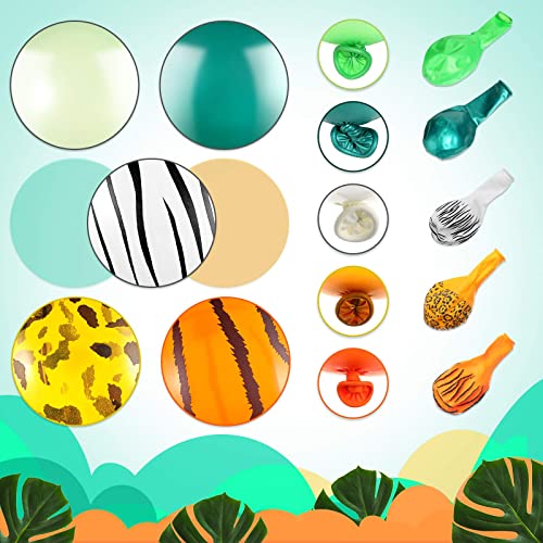 Liliful 24 Pieces Jungle Balloons 12 Inch Jungle Safari Balloons Animal Print Balloons Jungle Safari Theme Party Decorations Jungle Theme Party Supplies (Fresh Color,Animal Print Style)