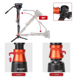 Famall Monopod with Feet, Coman Professional Video Camera Monopod with Tripod Stand 70.6 inch Max Load 22 Lbs for Cameras, Canon, Nikon, Sony, DSLR, Video Camcorder