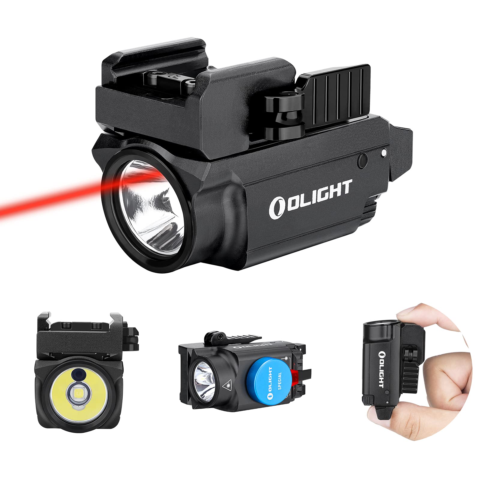 OLIGHT Baldr RL Mini 600 Lumens Compact Rail Mounted Weaponlight with Red Beam and White LED Combo, Magnetic USB Rechargeable Tactical Flashlight with 1913 or GL Rail, Built-in Battery