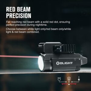 OLIGHT Baldr RL Mini 600 Lumens Compact Rail Mounted Weaponlight with Red Beam and White LED Combo, Magnetic USB Rechargeable Tactical Flashlight with 1913 or GL Rail, Built-in Battery