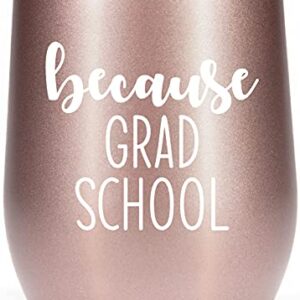 Rock & Llama Grad School Gifts 12oz Tumbler Cup Wine Glass Gifts for Grad Students PhD Graduation Gifts for Women Graduate Degree Masters School Acceptance Gift Grad Student Mug