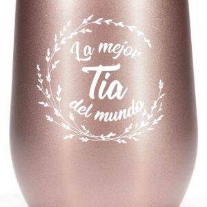 VIOLET & GALE Tia Gifts From Niece 12oz Tumbler Cup Wine Glass Best Tia Ever Gifts Regalos Para Tía de Sobrina Aunt Gifts in Spanish Taza Coffee Mug