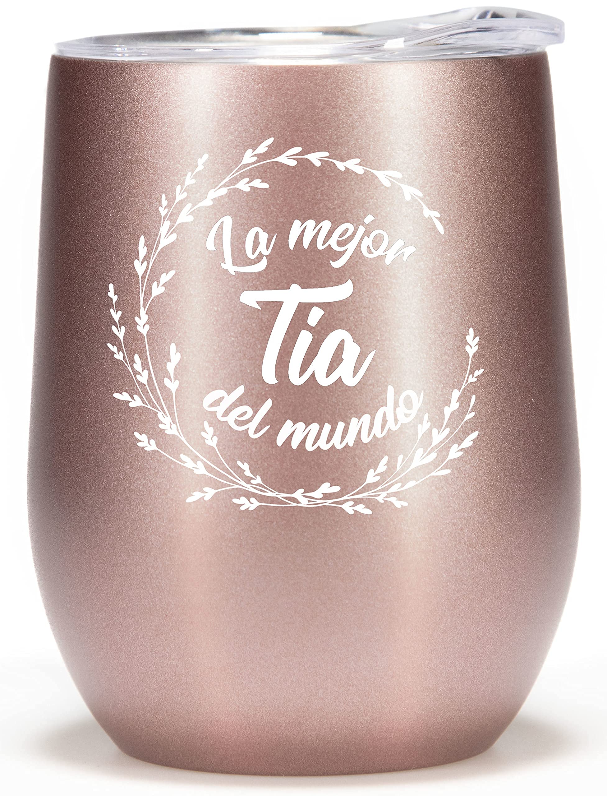 VIOLET & GALE Tia Gifts From Niece 12oz Tumbler Cup Wine Glass Best Tia Ever Gifts Regalos Para Tía de Sobrina Aunt Gifts in Spanish Taza Coffee Mug