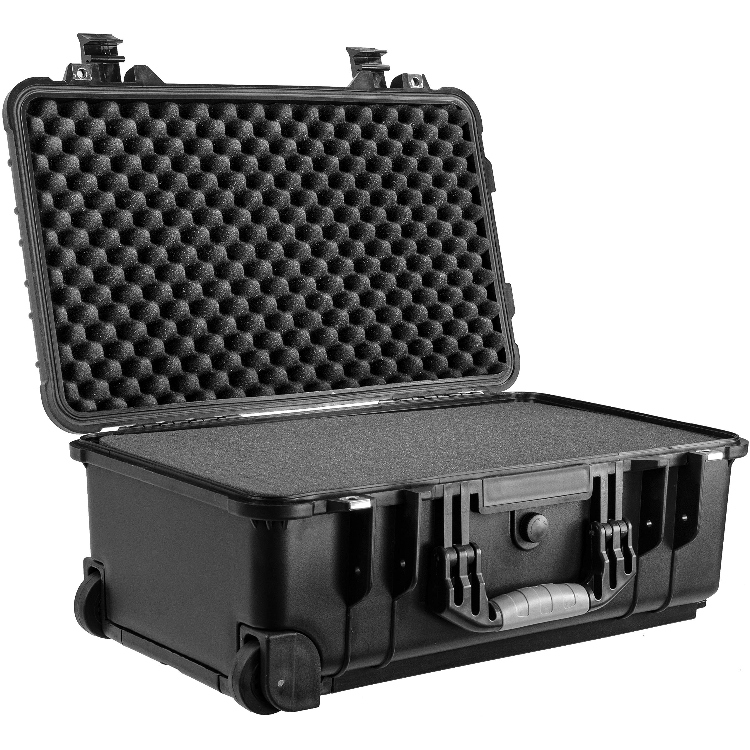 Eylar 22" Carry-On Travel Roller Gear, Camera, Tools, Equipment Hard Case Waterproof w/Foam Black