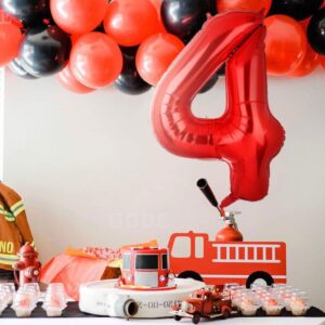 40 Inch 4 Red Number Balloons Mylar Foil Helium Digital Balloons Baby Shower 4st Birthday Party Decor Supplies…