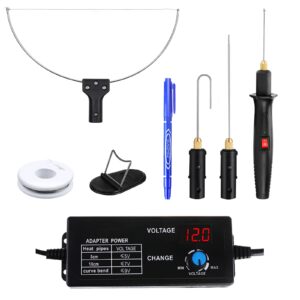 4 in 1 foam cutter set with digital voltage controller, gochange electric cutting machine pen tools kit, 100-240v /18w styrofoam cutting pen with electronic voltage transformer adaptor