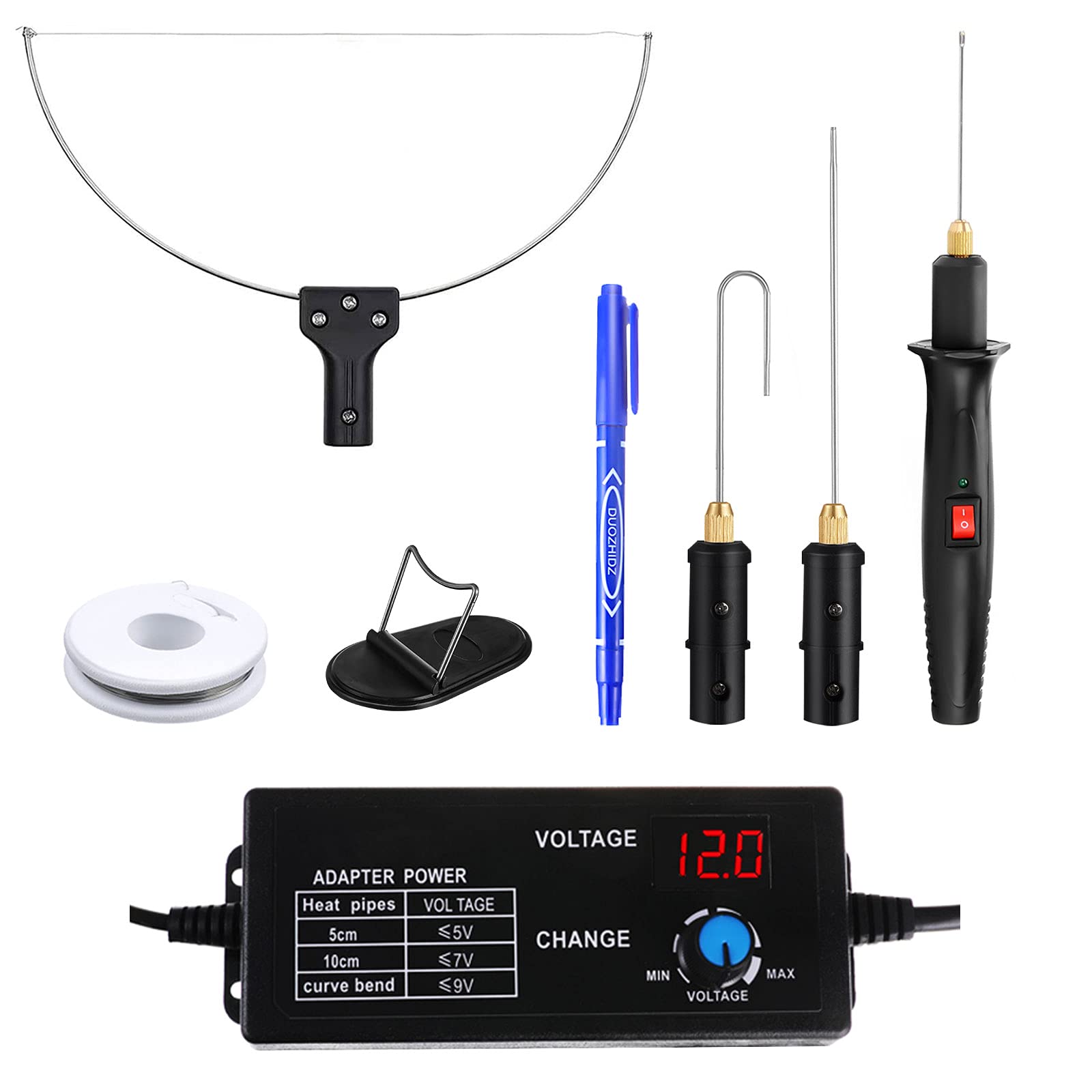 4 in 1 Foam Cutter Set with Digital Voltage Controller, GOCHANGE Electric Cutting Machine Pen Tools Kit, 100-240V /18W Styrofoam Cutting Pen with Electronic Voltage Transformer Adaptor