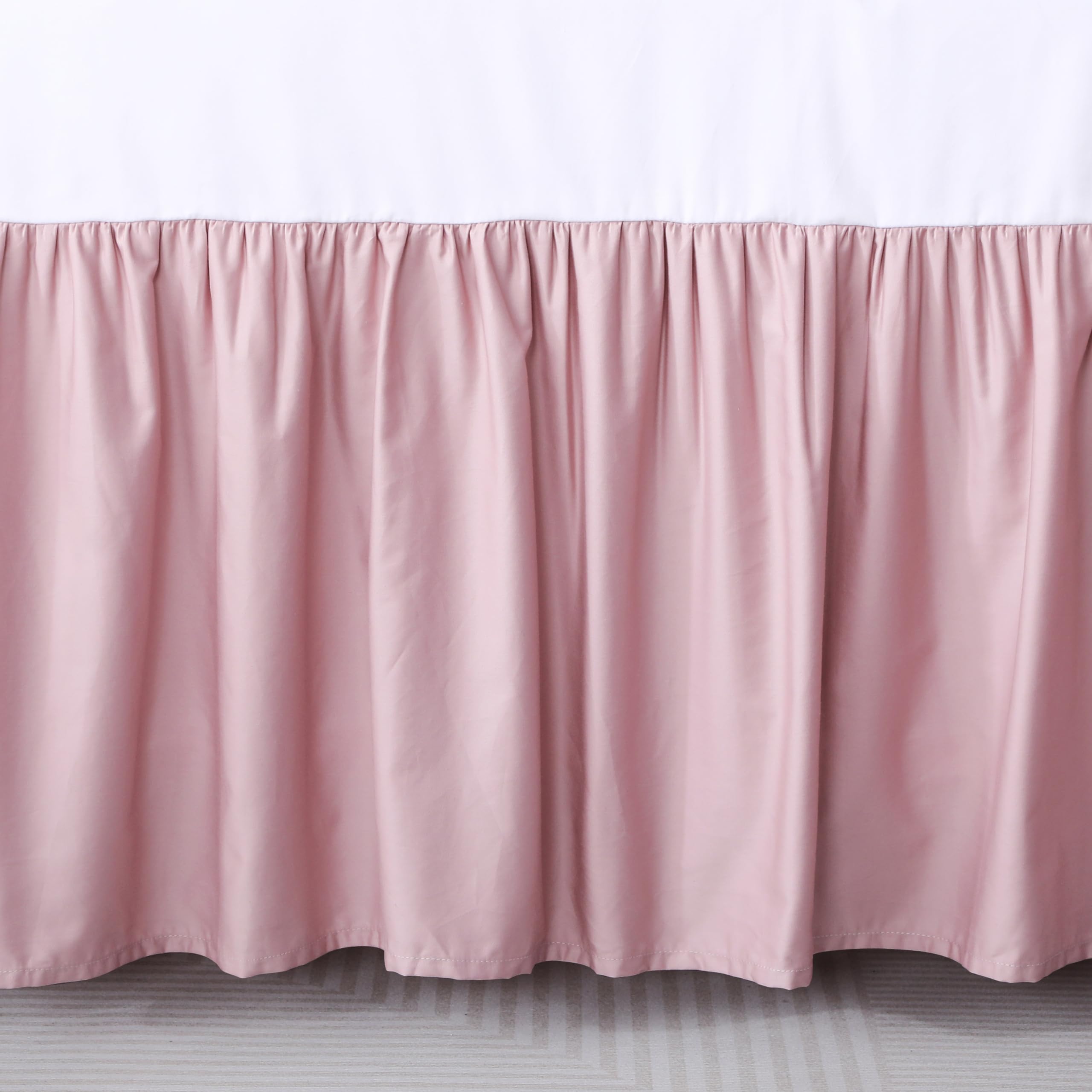 Crib Skirt Dust RuffleCrib Skirt Dust Ruffle, 100% Egyptian Cotton 400 Thread Count Soft Breathable Crib Bedding Skirt for Baby, Boys and Girls, Fading Resistant (Pink)
