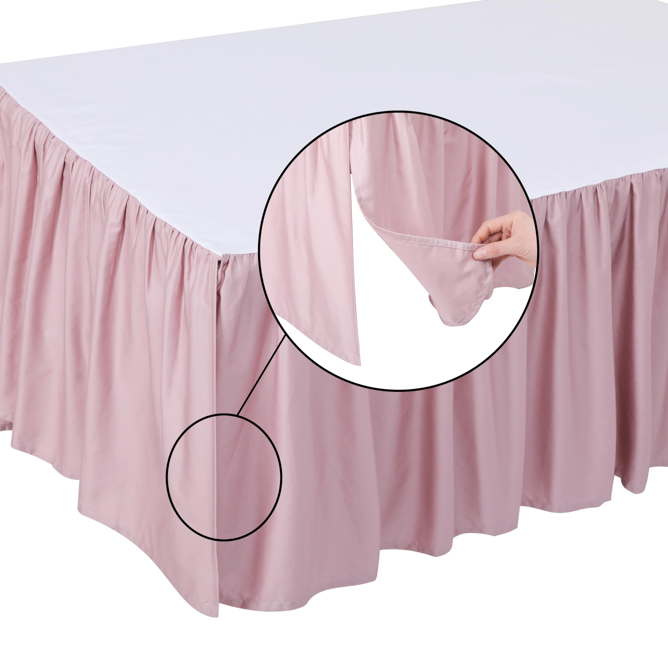 Crib Skirt Dust RuffleCrib Skirt Dust Ruffle, 100% Egyptian Cotton 400 Thread Count Soft Breathable Crib Bedding Skirt for Baby, Boys and Girls, Fading Resistant (Pink)