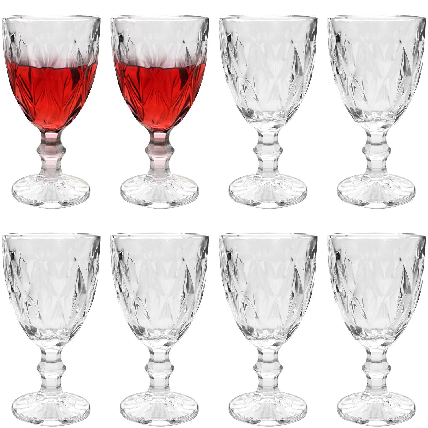 QAPPDA Red Wine Glasses,Crystal Clear Stemware,12 Ounce,Set of 8,Ideal for Daily Use or Entertaining Occasion.Elegant Drinking Cups for Wine, Beer,Whiskey, Soda,Cocktails and Juice