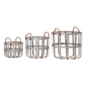 irvin's country tinware rustic round metal basket set