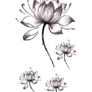 Women Lotus Flower Temporary Tattoo Stickers Body Art Waterproof