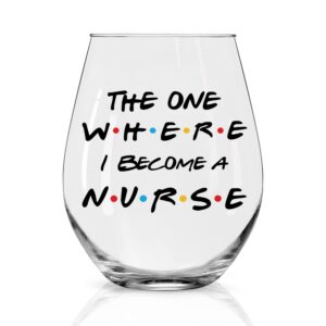 perfectinsoy the one where i become a nurse wine glass, nurses gifts for women, nurse student, practitioner, sister, colleague, boss, friend, neighbors, rn nurse presents, graduation gifts