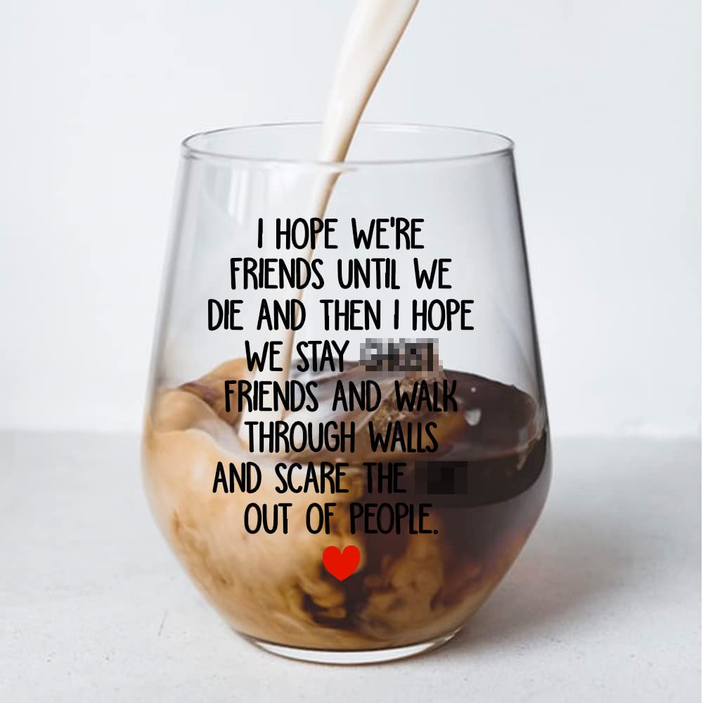 Perfectinsoy I Hope We're Friends Until We Die Wine Glass, Friendship Gift for Women, Her, Girls, Best Friend, Friends, BFF, Sisters, Soul Sister, Coworker, Boss, Gift Idea for Sister Birthday