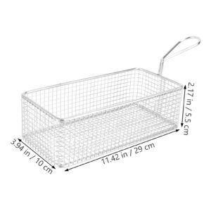 YARDWE Snack Serving Round Serving Tray Frying Basket for Pot Deep Fryer Basket Turkey Fryer Basket Food Tray French Fries Basket Stainless Steel Fry Basket Frying Pan Rectangle