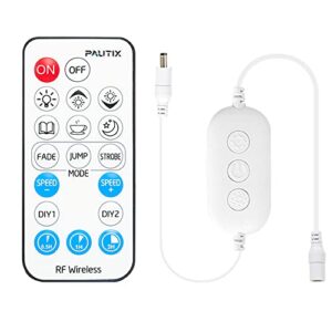 pautix rf remote dimmer for single color led strip lights,18-key wireless remote and in-line controller dc 5-24v for 3528/2835/5050/cob led tape lights,timer function
