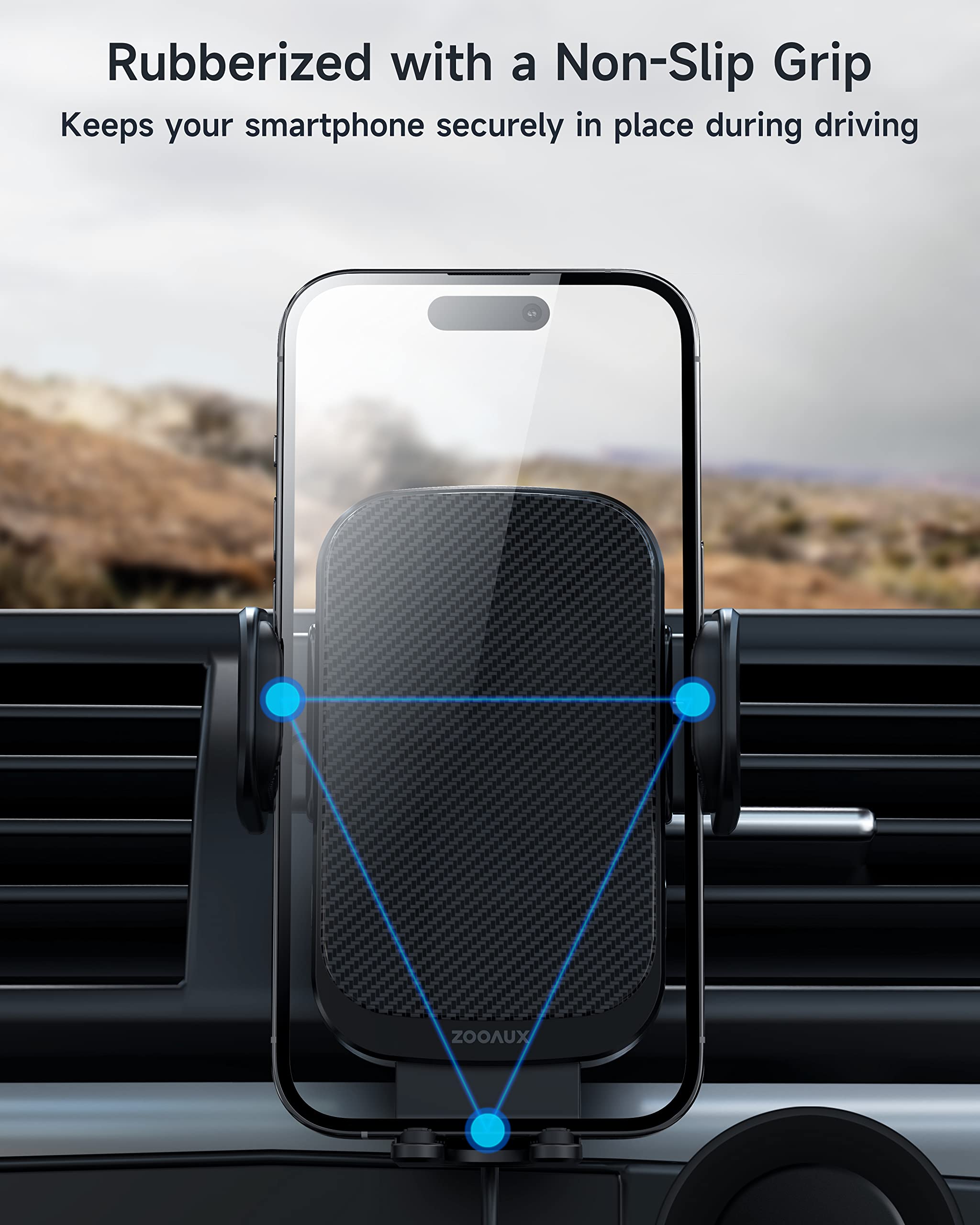 ZOOAUX Wireless Car Charger Vent Mount, 15W Fast Charging Auto-Clamping Car Mount, Air Vent Car Phone Holder for iPhone 15/15 Pro/14/13 Pro/XS/XR/X/8,Samsung S24/S23/22/S21/S10 (Black)