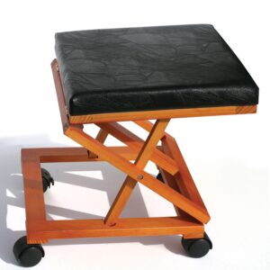 EPC Rolling Adjustable Solid Wood Fold-A-Way Leather Cushion Foot Rest