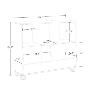 RiverRidge Kids Catch-All Multi-Cubby 35-Inch 2 Toy Organizer, White/Gray Bins