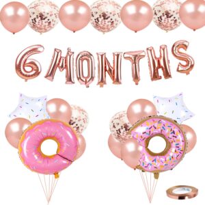 donut theme 6 months birthday party decorations half year birthday suppliers set for girls 1/2 year birthday party 6 months balloons, donut balloons one half year birthday baby shower party (donut)