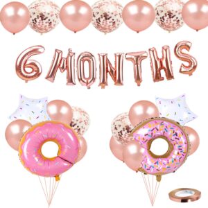 Donut Theme 6 Months Birthday Party Decorations Half Year Birthday Suppliers Set for Girls 1/2 Year Birthday Party 6 Months Balloons, Donut Balloons One Half Year Birthday Baby Shower Party (Donut)