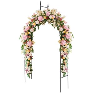 Giantex Set of 2 Metal Garden Arbor Wedding Arch, 8.4 Ft High x 4.6 Ft Wide, Pergola Arbor for Climbing Plant Roses Vines, Indoor Outdoor Garden Patio Bridal Party Decoration Wedding Arch (2)