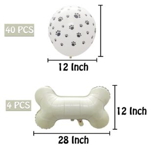 44PCS Dog Themed Balloons Party Supplies Decorations Pets Dog Paw Print Bone Shaped Baby Shower Birthday Party Favors