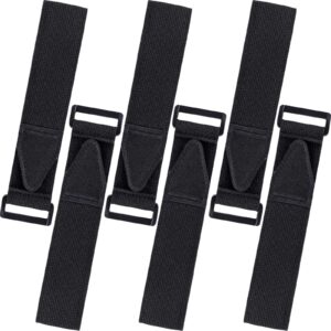 6 pcs bicycle pant leg straps adjustable cycling ankle safety band multipurpose black elastic magic fastening belt with buckle for riding climbing fishing outdoor sports (1.5”x13.8”)