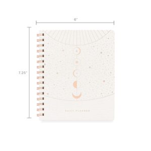 Fringe Studio Non-Dated Daily Planner, Faux Leather Cover, Moon Phase Dust", 160 Pages, 6" x 7.25" (877006)