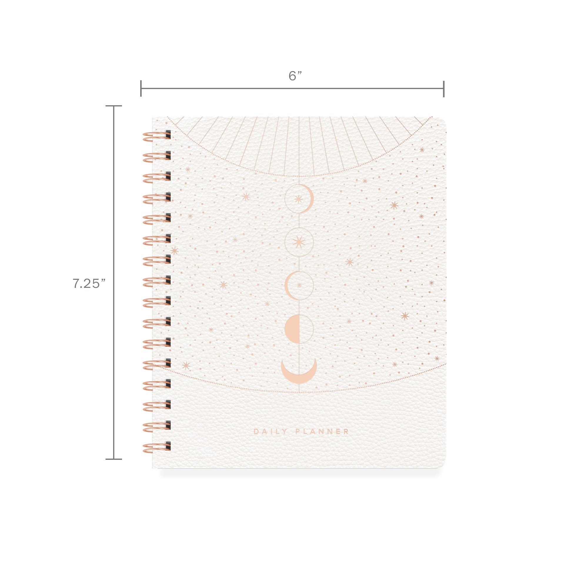 Fringe Studio Non-Dated Daily Planner, Faux Leather Cover, Moon Phase Dust", 160 Pages, 6" x 7.25" (877006)