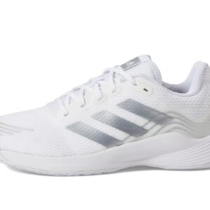 adidas Women's Novaflight Volleyball Sneaker, White/Silver Metallic/White, 8