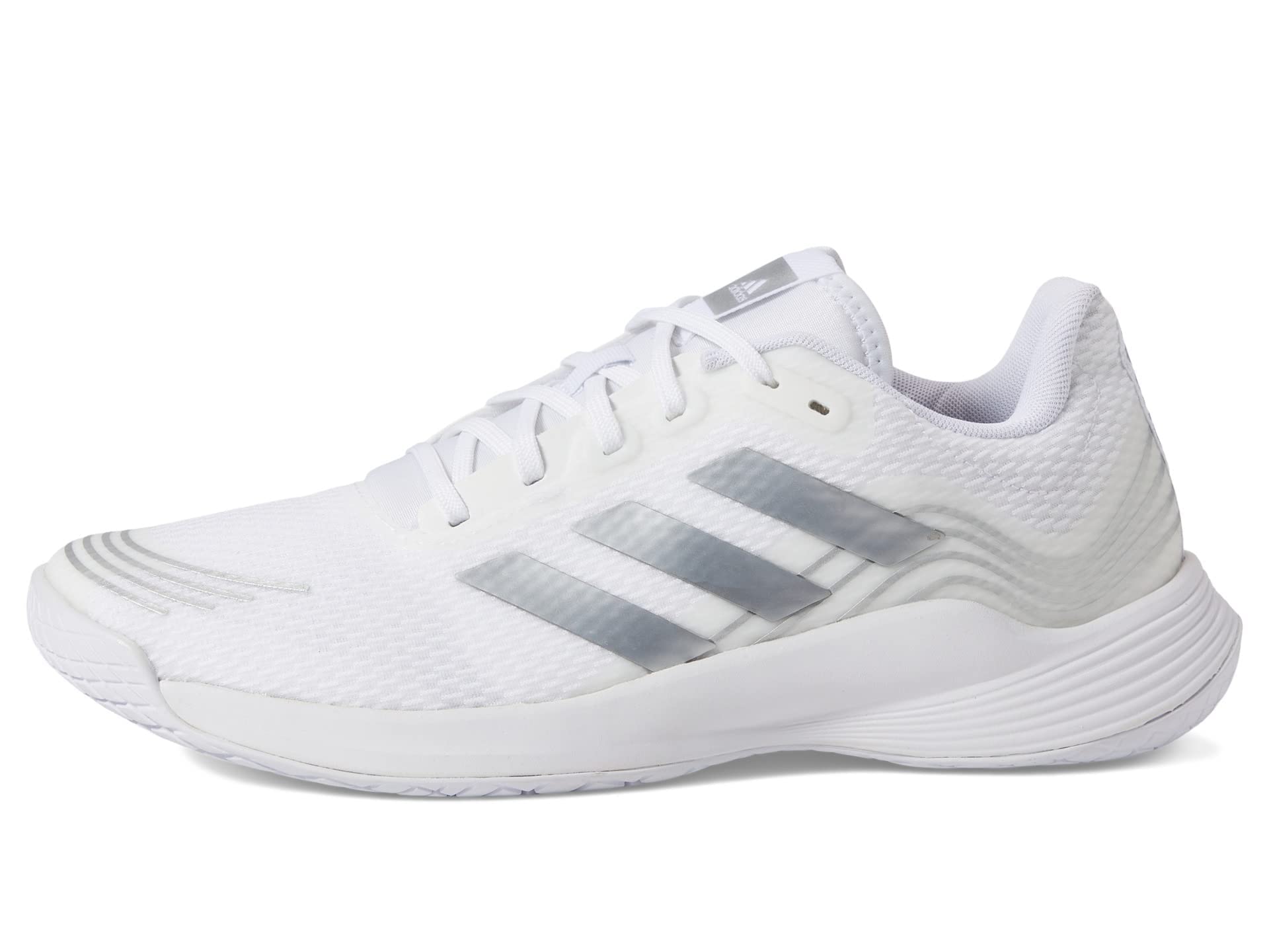 adidas Women's Novaflight Volleyball Sneaker, White/Silver Metallic/White, 8