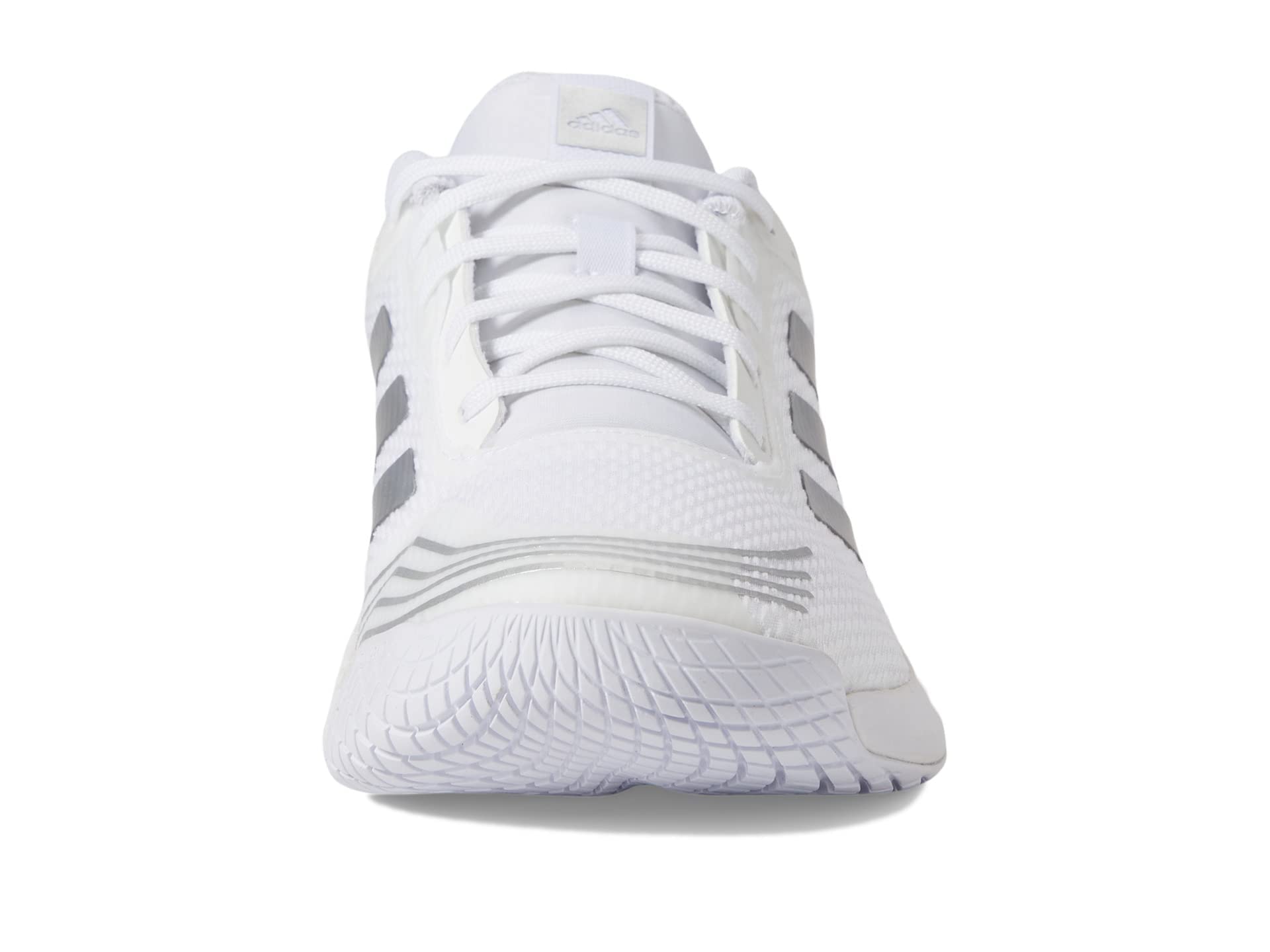 adidas Women's Novaflight Volleyball Sneaker, White/Silver Metallic/White, 8