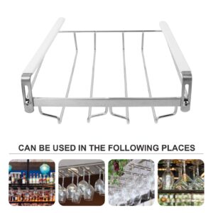 Hemoton 1pc Wine Glass Holder Wire Storage Shelves Metal Hanger Wine Glasses Holder Under Cabinet Glass Rack Glass Holder for Bar Hanging Glass Rack Cup Bottle Rack Stainless Steel