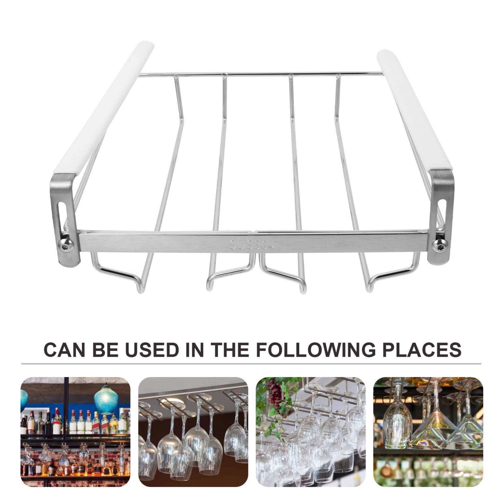 Hemoton 1pc Wine Glass Holder Wire Storage Shelves Metal Hanger Wine Glasses Holder Under Cabinet Glass Rack Glass Holder for Bar Hanging Glass Rack Cup Bottle Rack Stainless Steel